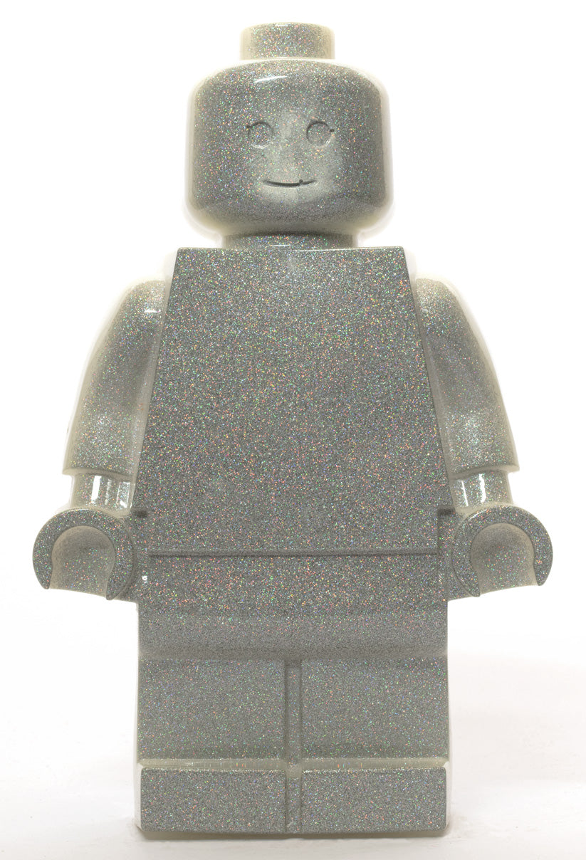 Silver Metallic Glitter Filled - White Resin Figure - 11"