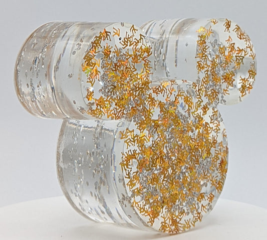 Mickey Ears Resin Sculpture - Faceted Front / Smooth Back - Gold Louis Vuitton Emblems & Diamonds Filled