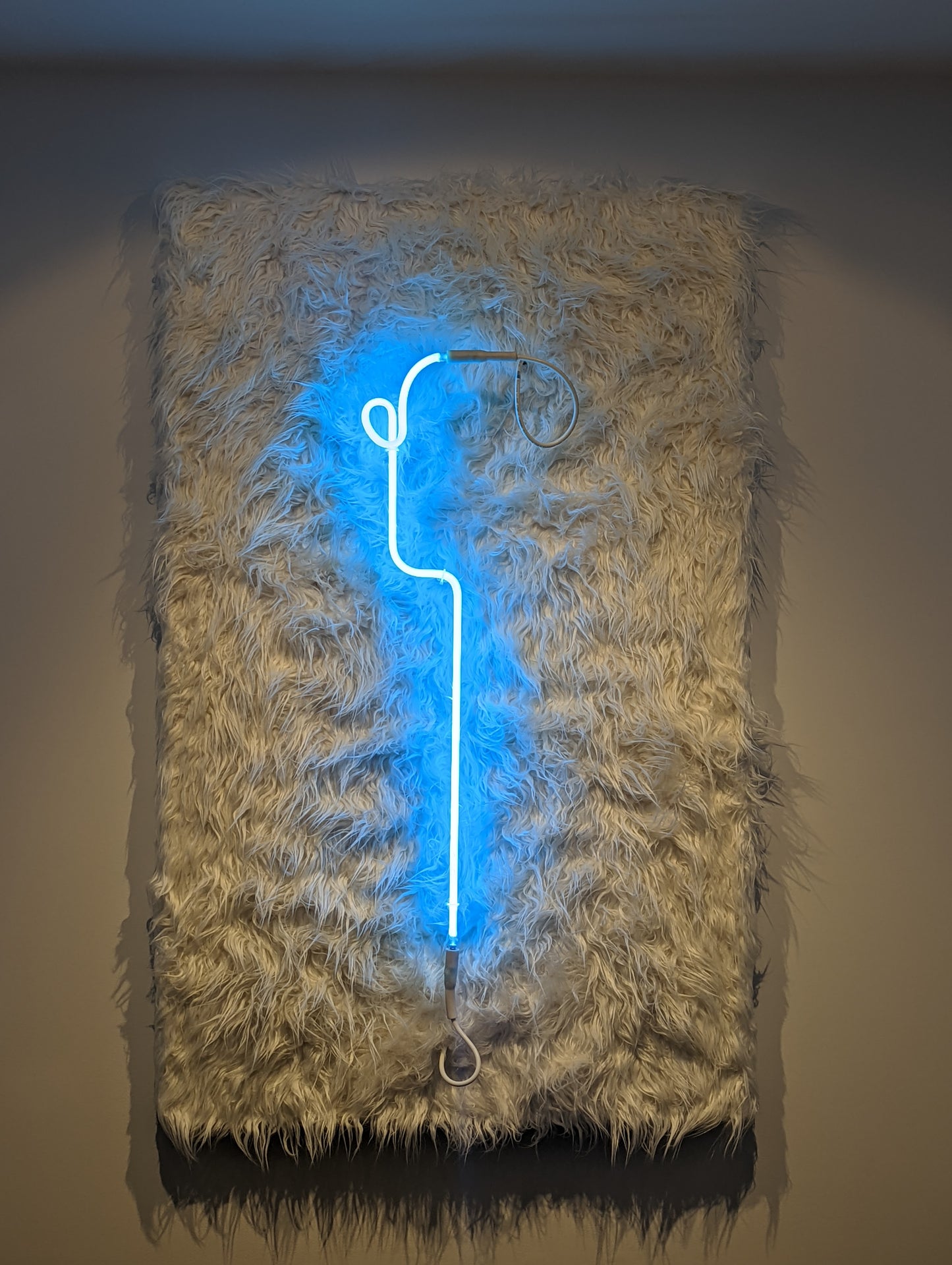 Neon (Sky Blue) - Abstract on White Faux Fur