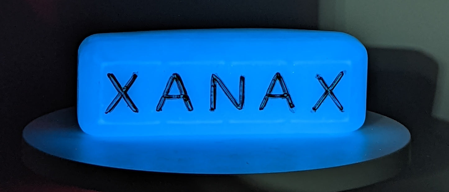 Resin Bar - Xanax X-Large Resin Pill - 7" Wide - Glow in the Dark