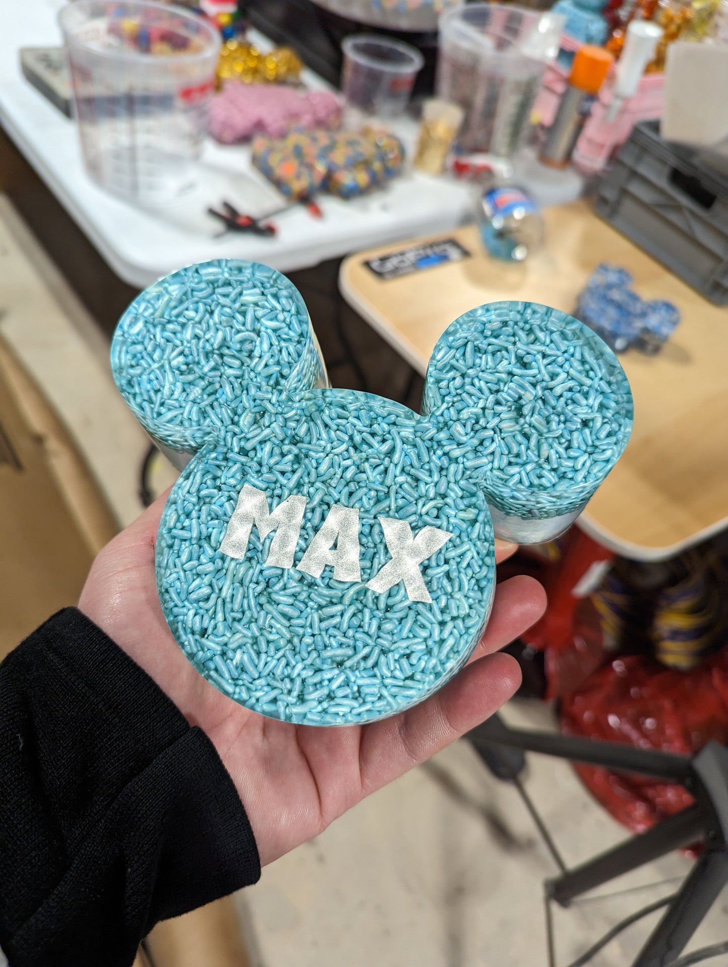 Mickey Ears Resin Sculpture - Faceted Front / Smooth Back - Max Custom