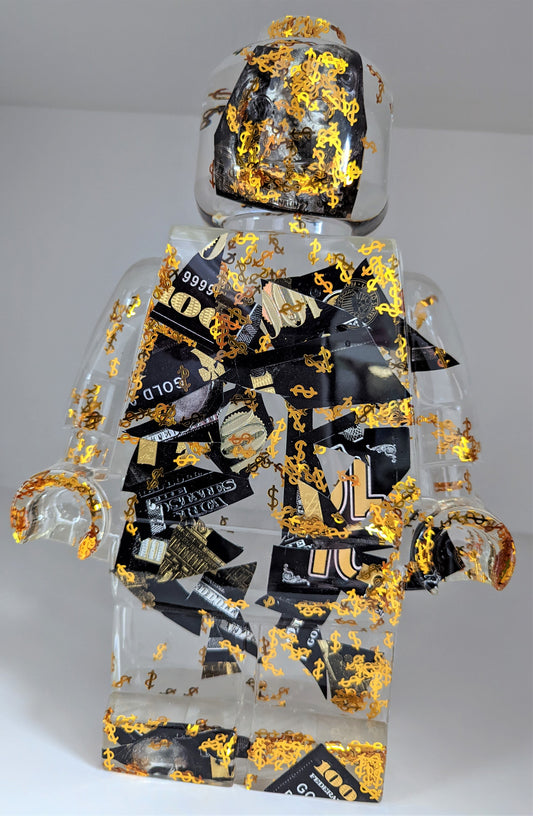 Robot Man - Black & Gold 100 Dollar Filled Resin Figure - 11"