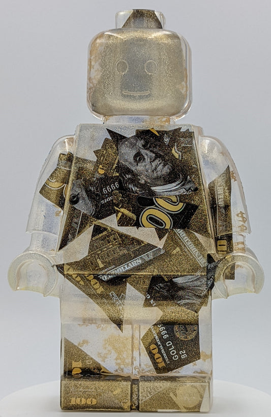 Robot Man - Black & Gold Mist 100 Dollar Filled Resin Figure - 11"